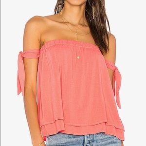 Splendid coral off the shoulder top
